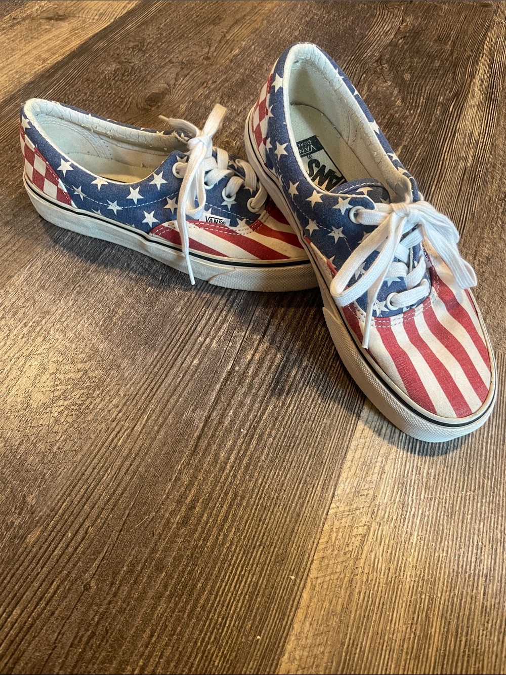 Vans Women’s Low Top Sneakers - Red, White & Blue Stars & Stripes